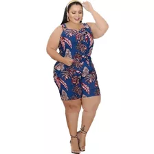 Macaquinho Plus Size Liganete Feminino Confortável Verão