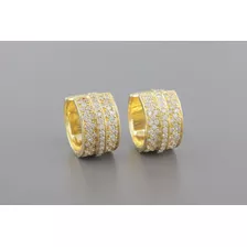 |8007| Brincos Argola Em Ouro Amarelo 18k Com Brilhantes