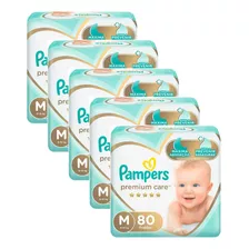 Kit C/5 Fraldas Descartavél Infantil Pampers Premium Care M 