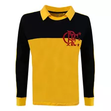 Camisa Flamengo Retrô Goleiro Manga Longa Amarela 1982 Liga 