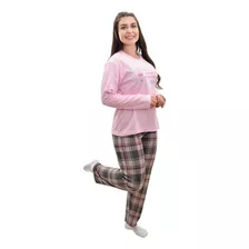 Pijama Blusa E Calça Canelado Com Estampa Inverno Lindo