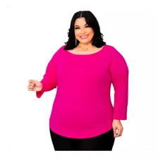 Blusa Feminina Plus Size Manga Longa Comprida Barato Gg Exg