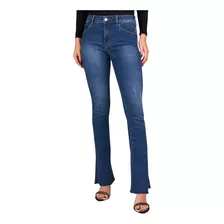 Calça Jeans Feminina Flare Mignon Lycra Lado Avesso