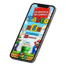 Invitacion Tarjeta Digital Super Mario Bros Whatsapp Marvez