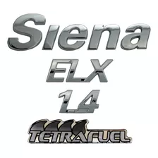 Emblemas Siena Elx 1.4 E Adesivo Tetrafuel 2001 Em Diante