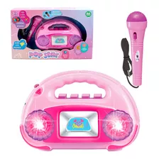 Radio Musical Infantil Brinquedo Com Microfone Luz Pop Star