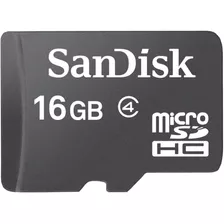 Memoria Micro Sd Hc 16gb Sandisk Clase 4 + Adaptador Sd