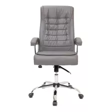 Cadeira De Escritório Cadeiras Inc Cadeira Big Presidente Ergonômica Cinza Com Estofado De Couro Sintético X 2 Unidades