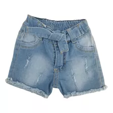 Short De Jeans Elastizado Beba Con Roturas Y Cinto