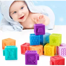 Set 10 Cubos Blandos Ducha Bebé Baño Juego Formas Colores