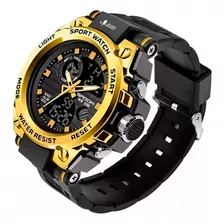 Reloj Táctico Militar Impermeable Dual Analógico Y Digital Color De La Correa Dorado