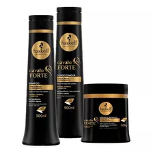 Kit Haskell Cavalo Forte 500ml Shampoo Cond. Máscara Haskell