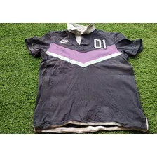 Camiseta Tipo Rugby Negra Y Violeta Vintage 