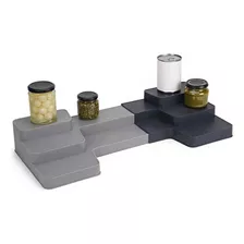 Organizador Estantes Alacena Cocina Extensible Escalonado Color Gris Y Negro