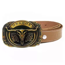 Cinto Couro Legitimo Com Fivela Country Longhorn Onix