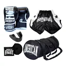 Kit Muay Thai Luva Shorts Bolsa Bandagem Bucal Masculino 