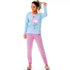 Pijama Cachorrinho Feminino Longo De Inverno Fechado Cumprid