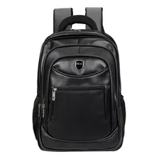 Mochila Masculina Executiva De Couro Impermeavel Trabalho Cor Preto Desenho Do Tecido Liso