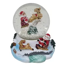 Globo De Nieve Vidrio Navidad Trineo Papá Noel Puente 6,50cm