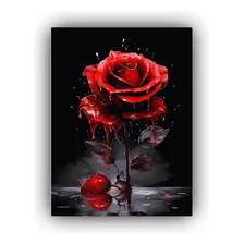 Cuadro Composición Refinada De Rosas Rojas Goteando 20x30cm