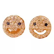  Brinco De Ouro Emoji Diamantes Brilhantes E Safira Delicado