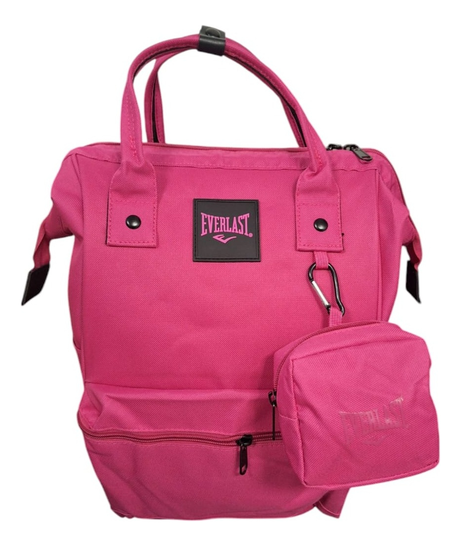 Mochila Cartera Everlast Urbana Mujer Con Monedero Color Fucsia Diseño De La Tela Nylon Nailon
