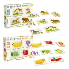 Quebra Cabeça Educativo Soletrar Bichinhos E Frutas Kit Jogo