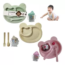 Kit Refeição Infantil 12 Peças Com Prato Talheres Copo 160ml