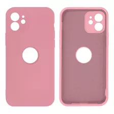 Capa Capinha Proteção Câmera Furo Compatível Com iPhone 12 Cor Rosa-chiclete