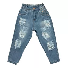 Calça Jeans Infantil Destroyed Modinha De Menina Mini Diva 