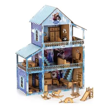 Casa Casinha De Boneca Frozen 36 Moveis + Parquinho Mdf 