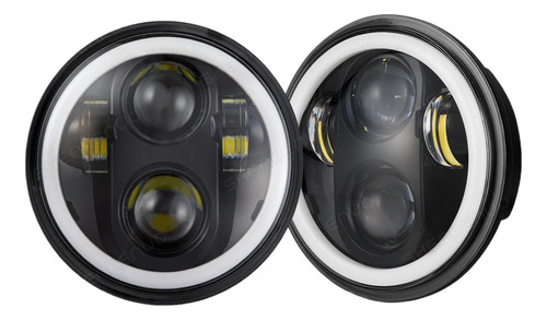 Par 7'' Faros H4 Led Ojo ngel Para Wrangler Jeep Vocho Jk