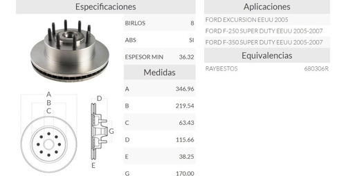 Rotor De Freno Delantero Ford Excursion Eeuu 05 Foto 2