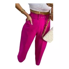 Calça Pantalona Feminina Wide Leg Social Cintura Alta Cinto