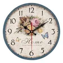 Yeyo Reloj De Pared Simple De Estilo Europeo Con Flores, Sin