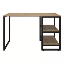 Mesa Escrivaninha Com 2 Prateleiras 1,20 Home Office Estudo Cor Laminada Com Preto