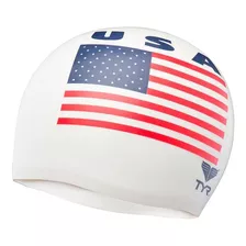 Gorro De Natación Usa Tyr De Silicona Para Adultos, Color Blanco