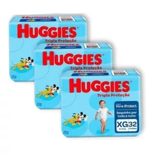 Kit C/3 Pacotes Fraldas Huggies Tripla Proteção Xg 32un Cada