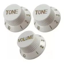  Jogo De Knobs 2 Tones + 1 Volume Brancos P/ Guitarra Strato