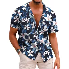 Coofandy - Camisas Hawaianas De Algodón Y Lino Florales