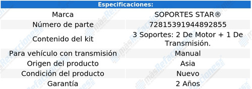 Kit Soportes Motor - Caja 3 Piezas Hombre L4 2.2l 96 S.star Foto 2