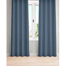 Set De 2 Cortinas 140 X 200cm Lisas Color Azul