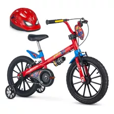 Bicicleta Do Homem Aranha Aro 16 Infantil Com Capacete