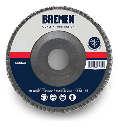 Disco Flap Bremen Para Desbaste De Piedra Y Vidrio, Grano 400 (pack De 10 Unidades) Gris