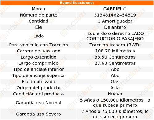 (1) Amortiguador Conductor O Pasajero Del Astro Rwd 85/05 Foto 2