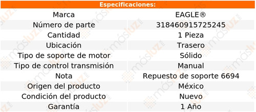 1- Repuesto Soporte Motor Tras Ad 2.0l 4 Cil Std 1991 Eagle Foto 3