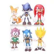 Kit 6 Bonecos Sonic, Tails, Amy, Knuckles - Pronta Entrega