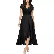 Vestido Miusol Mujer Cuello V Elegante Fiesta Boda Negro