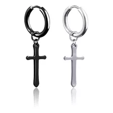 Arete Hombre Mujer Cruz Piercing Colgante Clip Pendiente