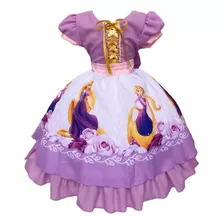 Vestido De Festa Infantil Princesa Rapunzel Enrolados